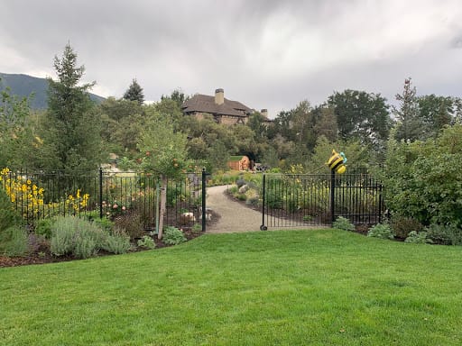 Grand garden entrance at one of the gardens that was part of the 2019 GardenComm garden tours