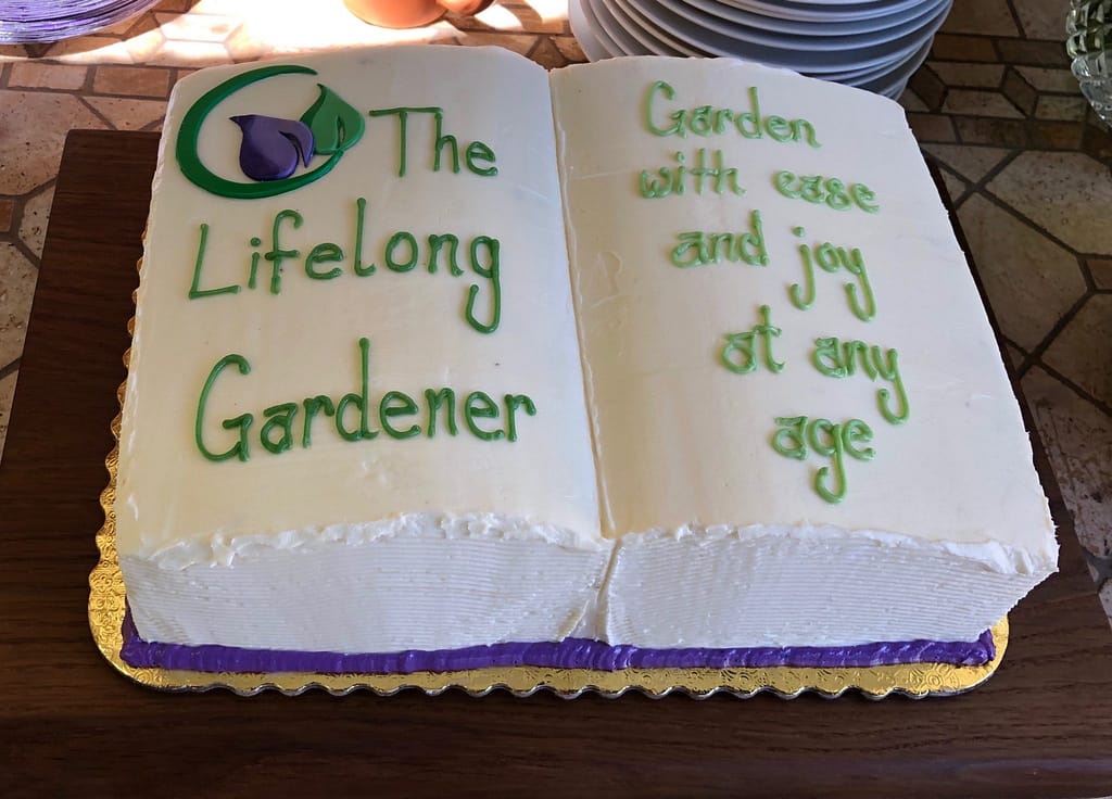 Custom cake created by Creekside Bakery in Novato  for The Lifelong Gardener Book Launch Party.