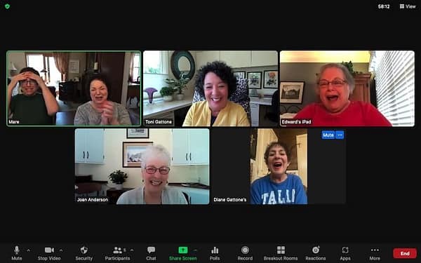 Toni Gattone and friends gather on Zoom for some good times