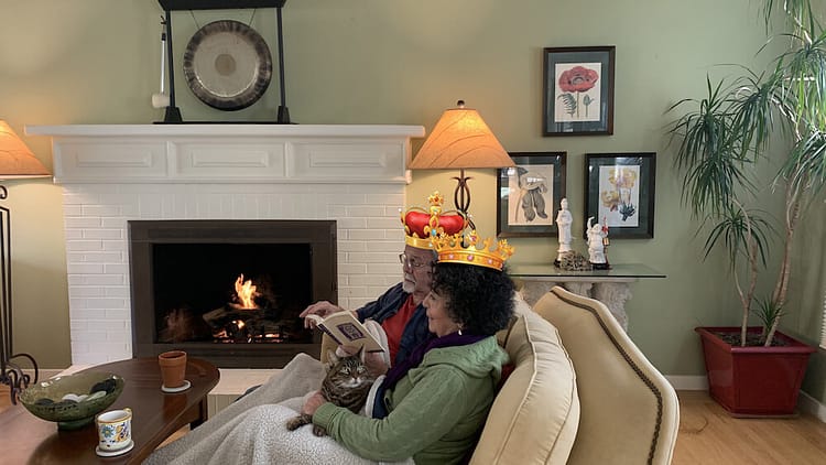 Author Toni Gattone relaxes at home with Tim and her gorgeous tabby